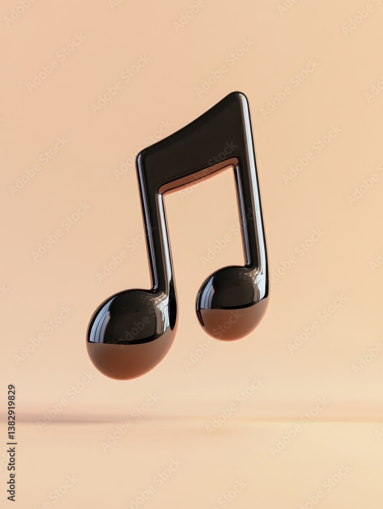 Poster elegant black musical note on soft peach background creating a harmonious and artistic composition p