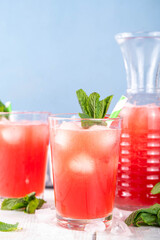 Homemade watermelon lemonade, iced watermelon juice