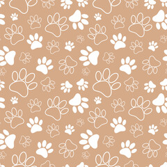 Seamless pet paw pattern background. Seamless Paw Print Background. Eps 10
