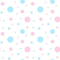 Polka dot seamless pattern. Pink and blue round spots on white background. Cute seamless pattern. Eps 10