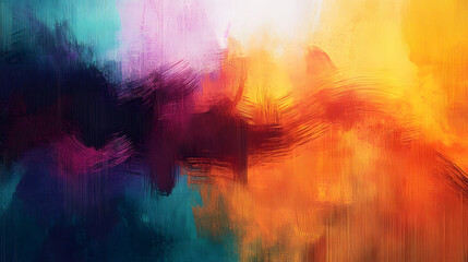 Obraz premium scratched brush stroke cross on distressed background in bright orange red yellow purple
