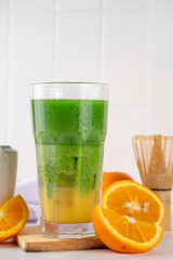 Orange Matcha cocktail