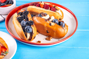 Sweet summer berry breakfast sweet hot dogs, dessert leftovers dogs