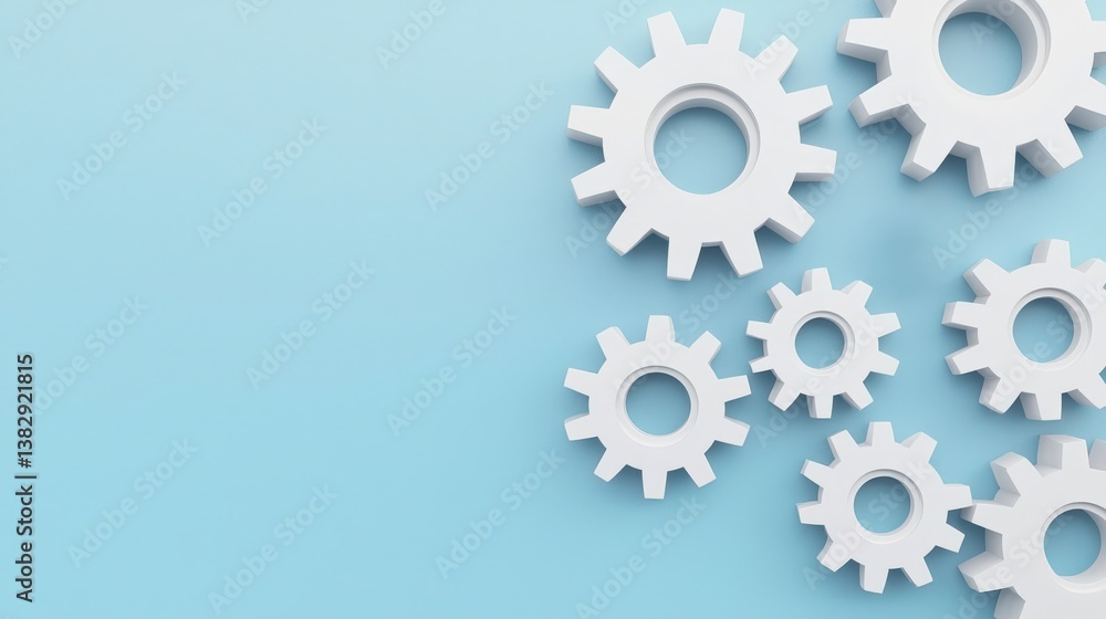Aufkleber marketing metrics engagement automation concept. gears on a blue background representing engineering