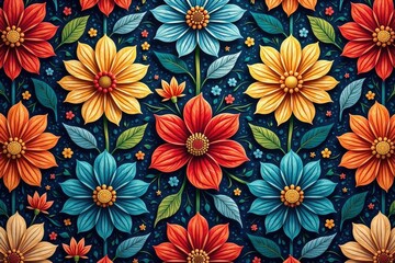 Intricate floral pattern, repeating seamlessly , summer, nature