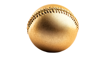 Golden Baseball Isolated on Black Background, Cut Out Transparent
