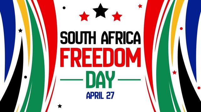 April 27 is celebrated as Freedom Day in South Africa every year, patriotic 4k animation backdrop with typography