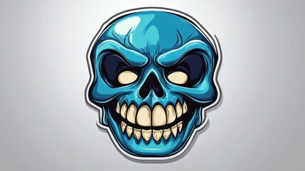 Fototapeta premium Vibrant blue skull graphic design