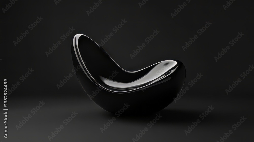 Poster abstract 3d shape on black background featuring dynamic geometric design, high-impact 3d illustratio