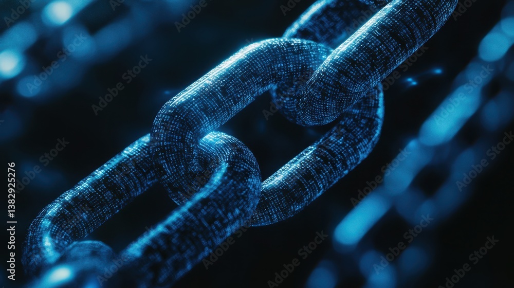 Aufkleber A dark background featuring a futuristic binary code link chain, symbolizing advanced technology and data connectivity.