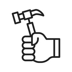 Holding Hammer icon vector image. Suitable for mobile apps, web apps and print media.