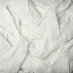 Obraz premium Close-up View of Crumpled White Paper Napkins Highlighting Intricate Textures of Creases and Folds
