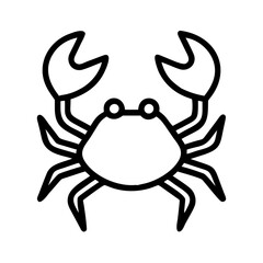 crab vector icon, simple black outline line icon of crab, animal vector line art icon