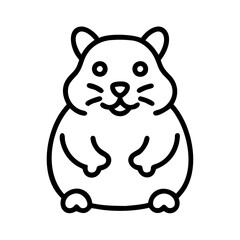hamster vector icon, simple black outline line icon of hamster, animal vector line art icon