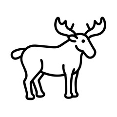 moose vector icon, simple black outline line icon of moose, animal vector line art icon