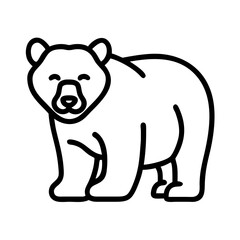 bear vector icon, simple black outline line icon of bear, animal vector line art icon