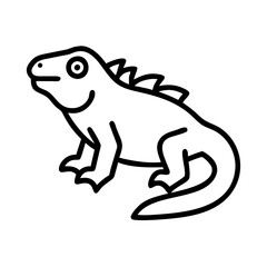 iguana vector icon, simple black outline line icon of iguana, animal vector line art icon