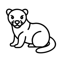 ferret vector icon, simple black outline line icon of ferret, animal vector line art icon
