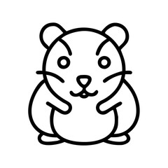 hamster vector icon, simple black outline line icon of hamster, animal vector line art icon