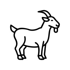 goat vector icon, simple black outline line icon of goat, animal vector line art icon