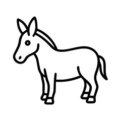 Fototapeta premium donkey vector icon, simple black outline line icon of donkey, animal vector line art icon