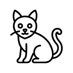cat vector icon, simple black outline line icon of cat, animal vector line art icon