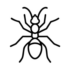 ant vector icon, simple black outline line icon of ant, animal vector line art icon