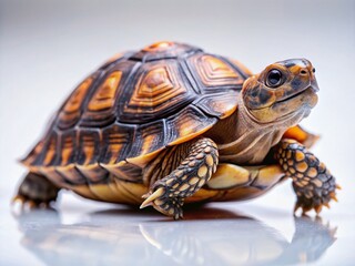 Obraz premium Tortoise Shell Texture Closeup: Slow Motion Reptile on White Background