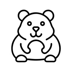 hamster vector icon, simple black outline line icon of hamster, animal vector line art icon