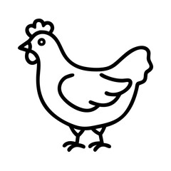 chicken hen vector icon, simple black outline line icon of chicken hen, animal vector line art icon