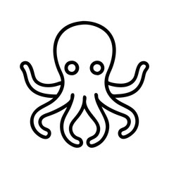 octopus vector icon, simple black outline line icon of octopus, animal vector line art icon