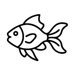 goldfish vector icon, simple black outline line icon of goldfish, animal vector line art icon