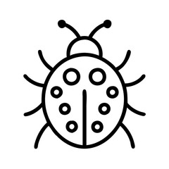 ladybug vector icon, simple black outline line icon of ladybug, animal vector line art icon