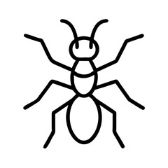ant vector icon, simple black outline line icon of ant, animal vector line art icon