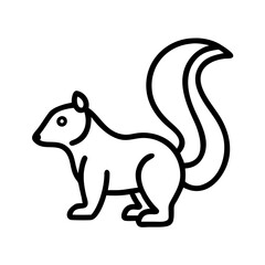 skunk vector icon, simple black outline line icon of skunk, animal vector line art icon