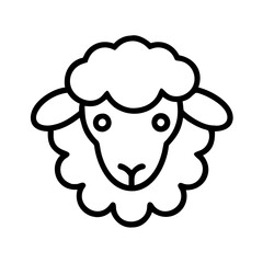 sheep vector icon, simple black outline line icon of sheep, animal vector line art icon
