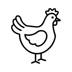chicken hen vector icon, simple black outline line icon of chicken hen, animal vector line art icon