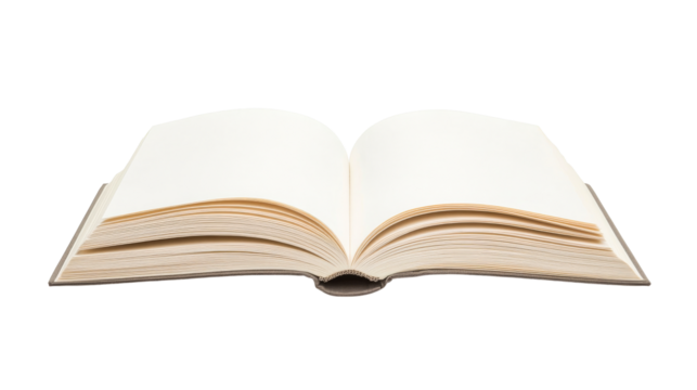 Blank Open Book with Empty Pages for Writing, cut out transparent