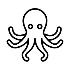 octopus vector icon, simple black outline line icon of octopus, animal vector line art icon