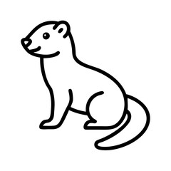 ferret vector icon, simple black outline line icon of ferret, animal vector line art icon