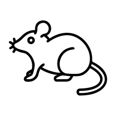 rat vector icon, simple black outline line icon of rat, animal vector line art icon