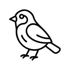 sparrow vector icon, simple black outline line icon of sparrow, animal vector line art icon