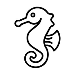 Fototapeta premium seahorse vector icon, simple black outline line icon of seahorse, animal vector line art icon