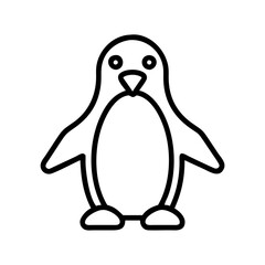 penguin vector icon, simple black outline line icon of penguin, animal vector line art icon
