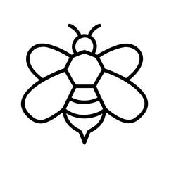 honeybee vector icon, simple black outline line icon of honeybee, animal vector line art icon