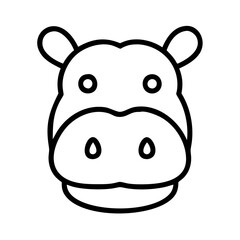 hippo vector icon, simple black outline line icon of hippo, animal vector line art icon