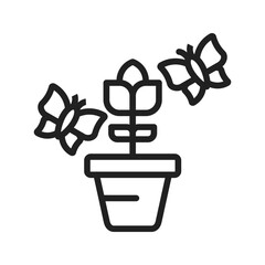 Butterflies over Plants icon vector image. Suitable for mobile apps, web apps and print media.