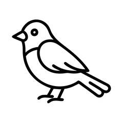 sparrow vector icon, simple black outline line icon of sparrow, animal vector line art icon