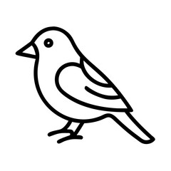 sparrow vector icon, simple black outline line icon of sparrow, animal vector line art icon