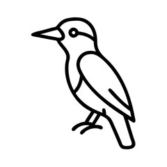 woodpecker vector icon, simple black outline line icon of woodpecker, animal vector line art icon